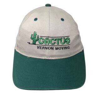 AJM Baseball Cap Hat Beige Green OS Strapback Embroidered Cactus Vernon Moving